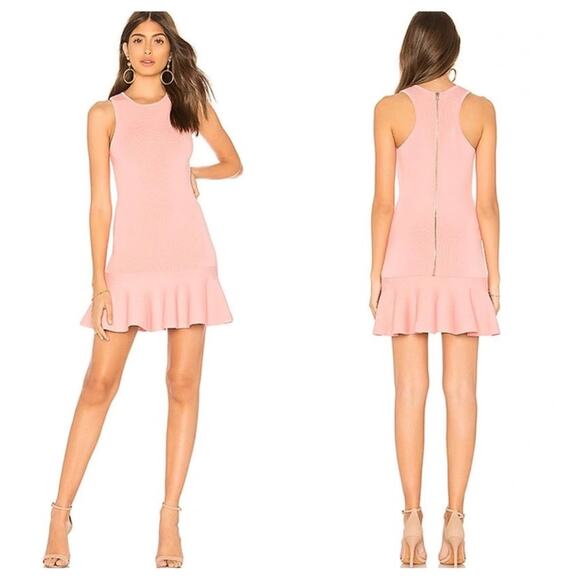 NWT By The Way. Revolve Bubblegum Pink Jazzie Ruffle Flounce Hem Dress Size S - Picture 1 of 11